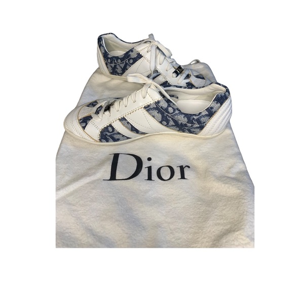 Vintage Christian Dior SPORT FUN MONOGRAM OBLIQUE DENIM CANVAS SNEAKERS. - Picture 2 of 4